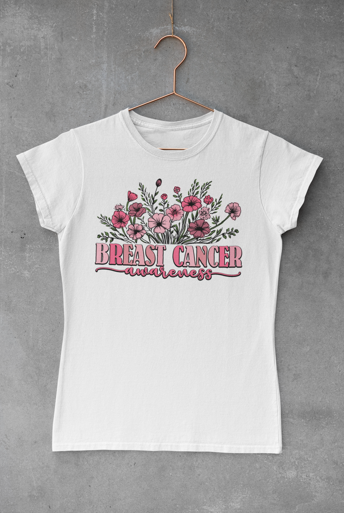 Floral Breast Cancer Awareness Transfer