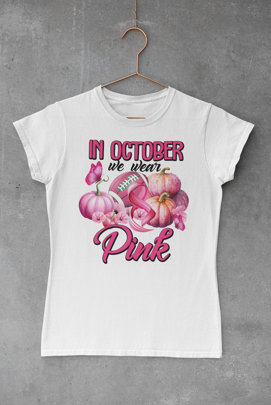 In October We Wear Pink Pumpkins Transfer
