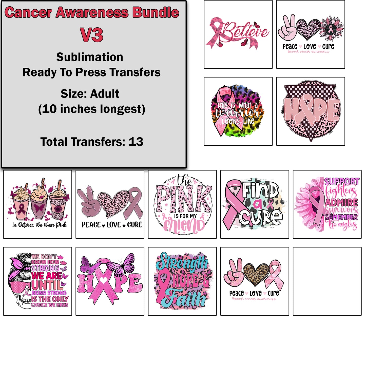 Breast Cancer Awareness Transfer Bundle 3
