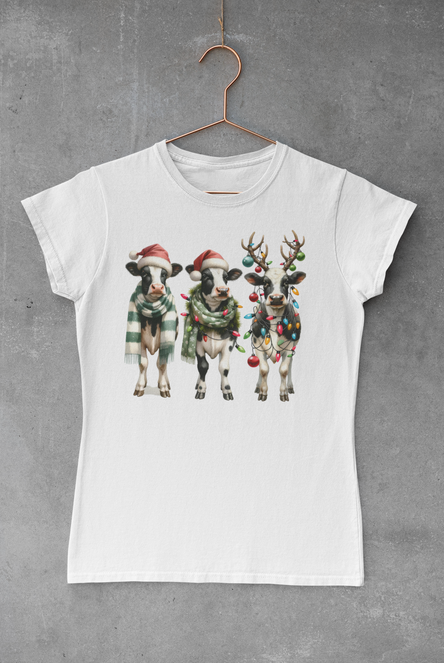 Three Christmas Cows Transfer