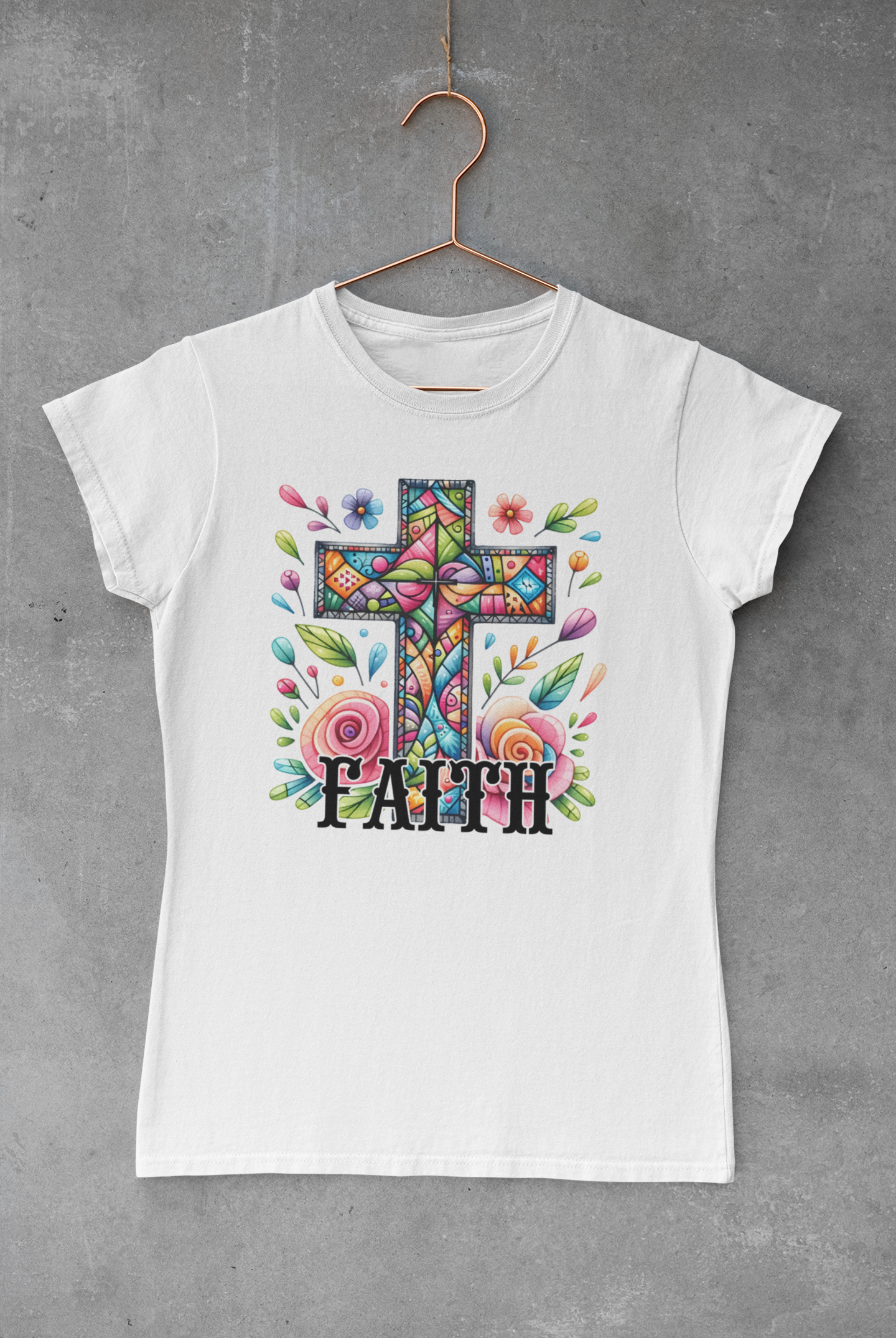 Faith Floral Cross Transfer