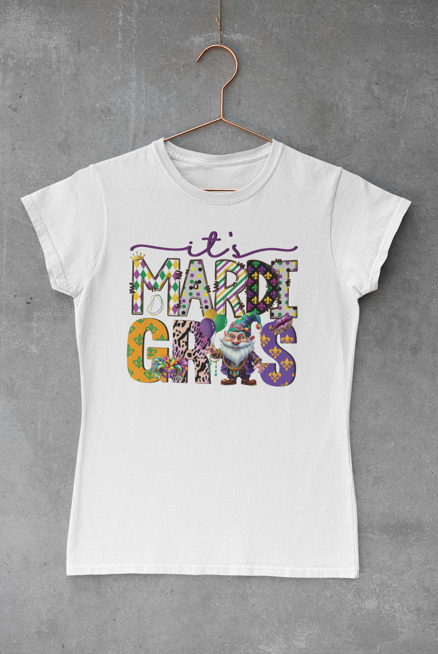 Gnome It's Mardi Gras Transfer