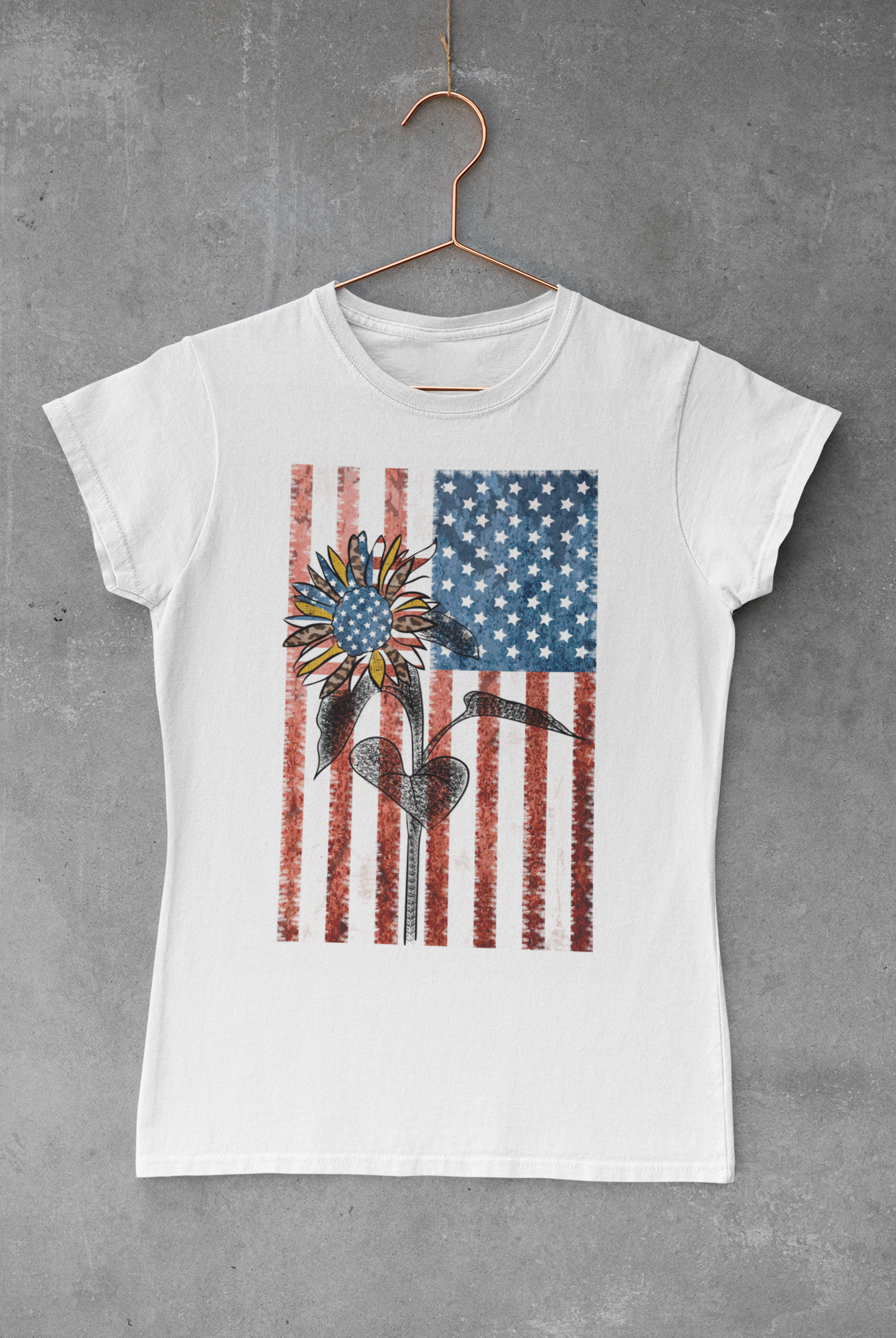 American Flag Sunflower Transfer