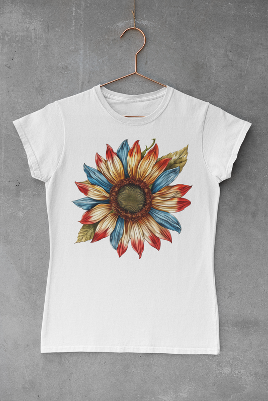 Red, White & Blue Sunflower Transfer