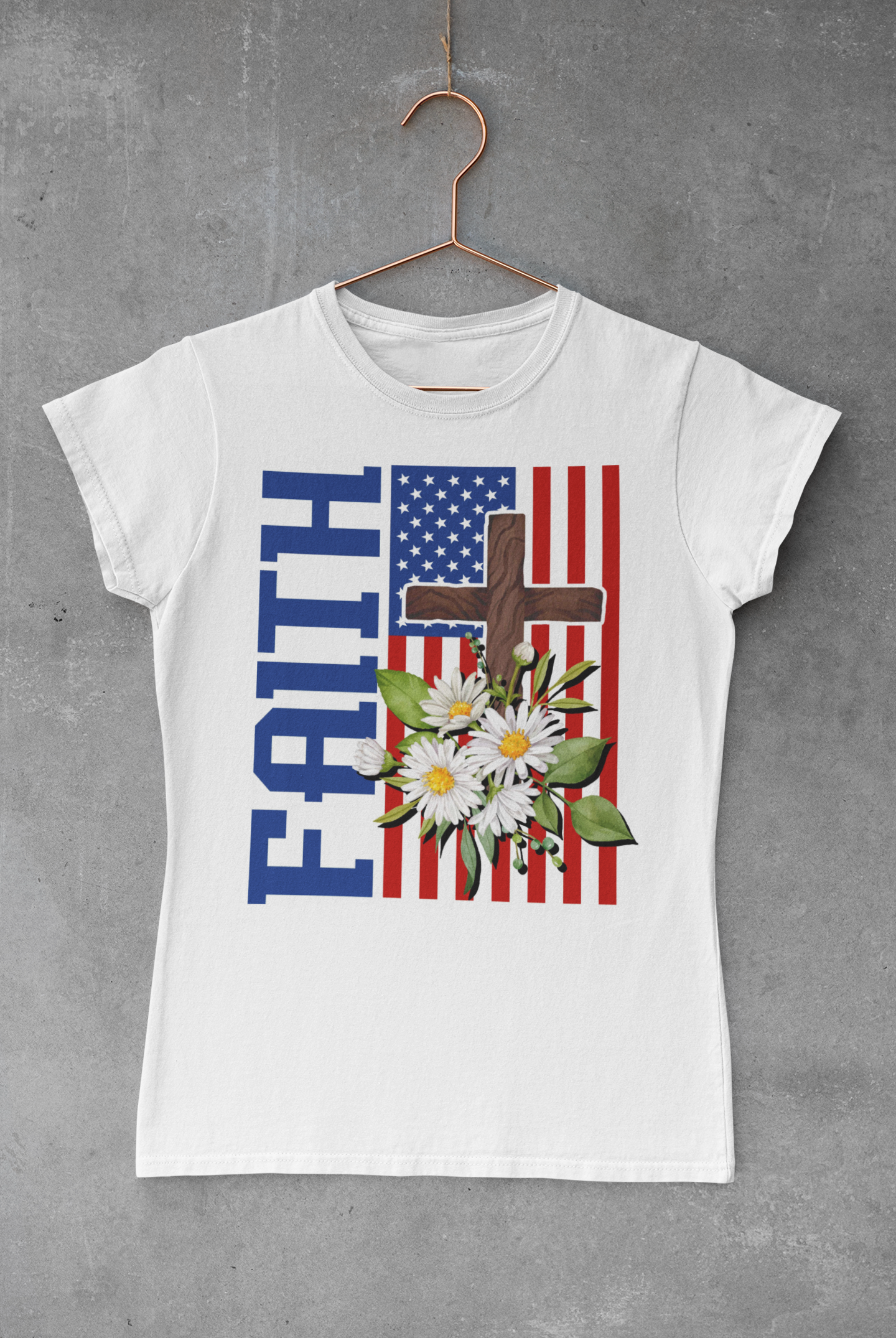 American Flag Floral Faith Transfer