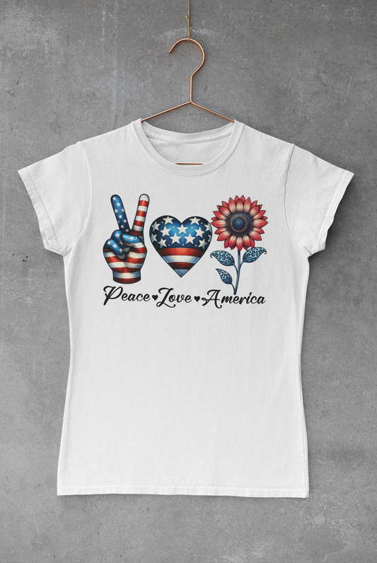 Peace Love America Flower Transfer