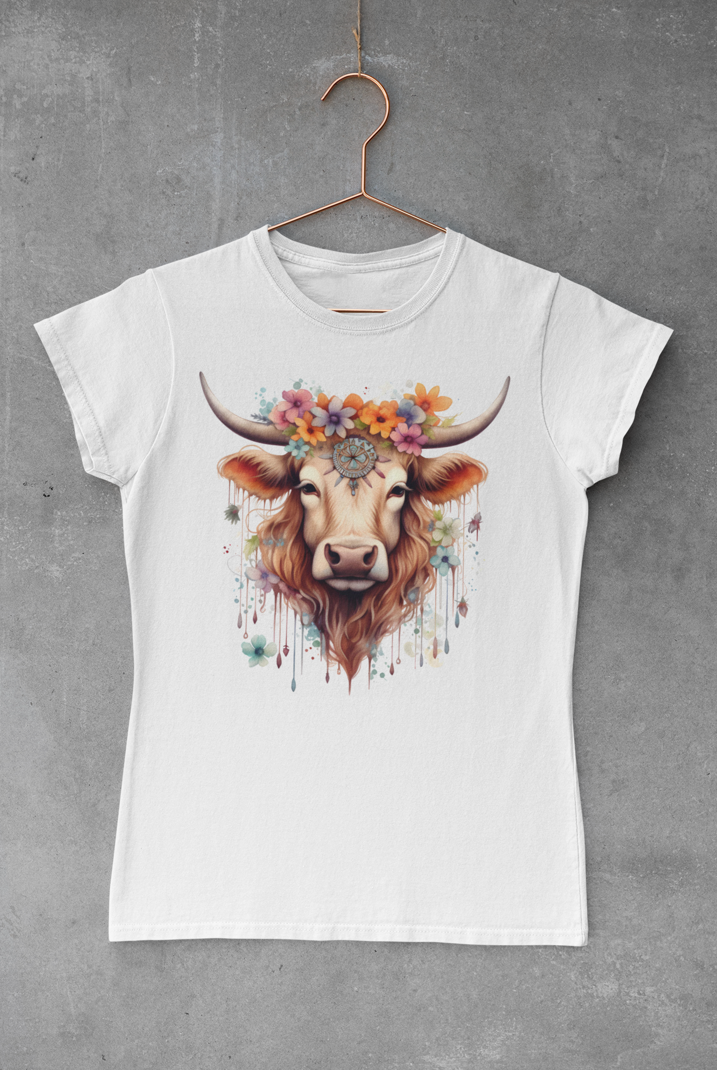 Watercolor Wild Highlander Transfer