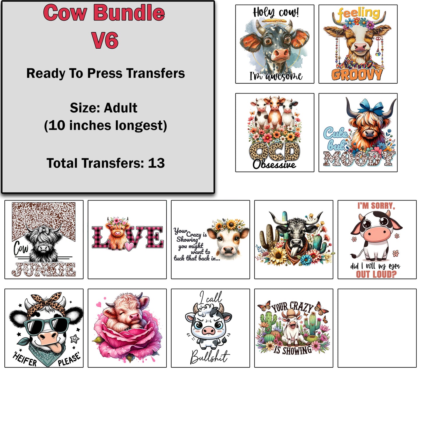 Cow Transfer Bundle 6