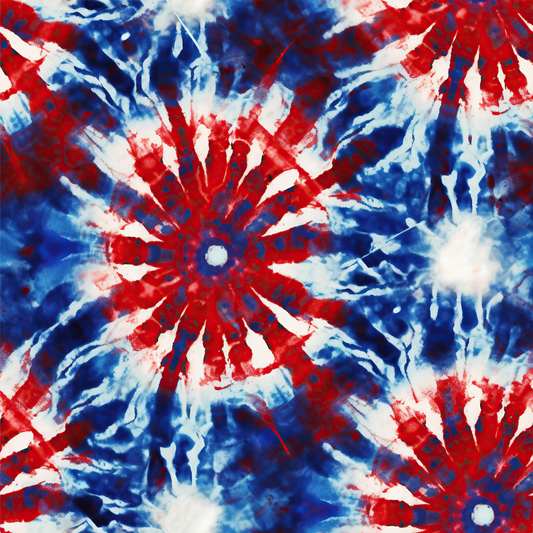 Red, White & Blue Spiral Tie-Dye 12x12 Patterned Vinyl Sheet