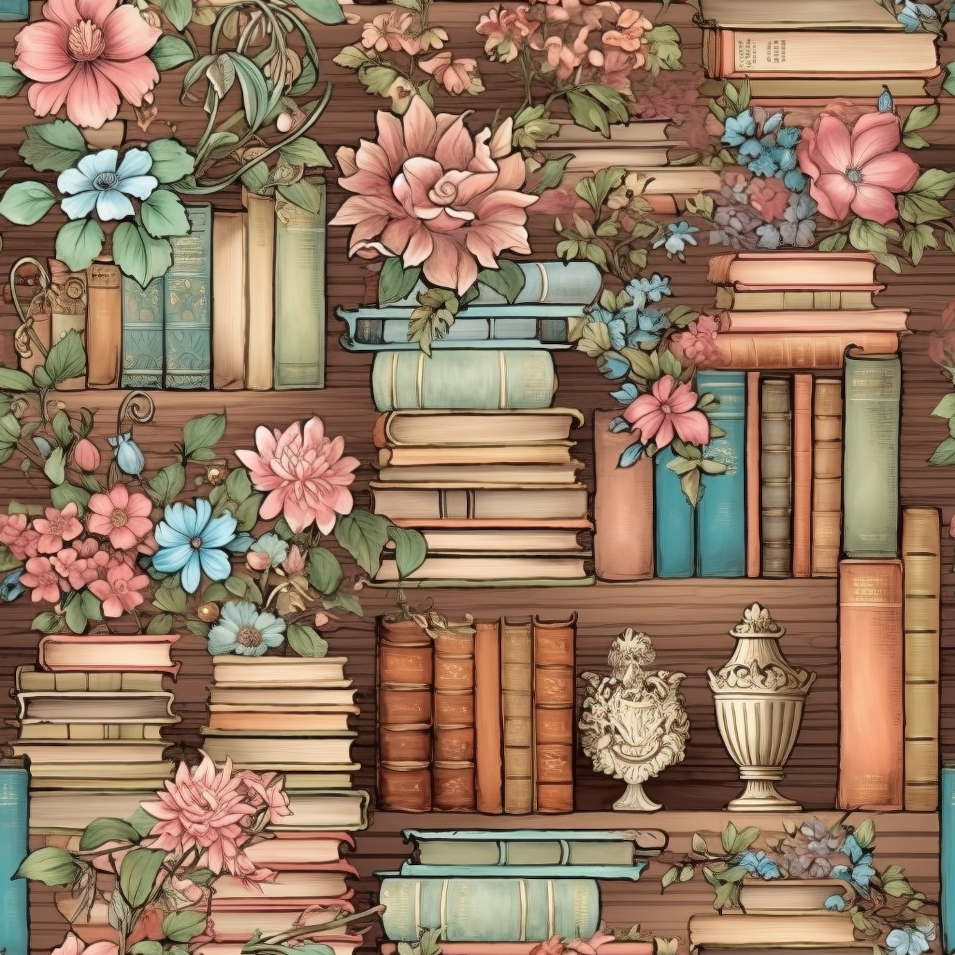 Antique Library Pink Florals 12x12 Patterned Vinyl Sheet