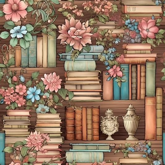 Antique Library Pink Florals 12x12 Patterned Vinyl Sheet