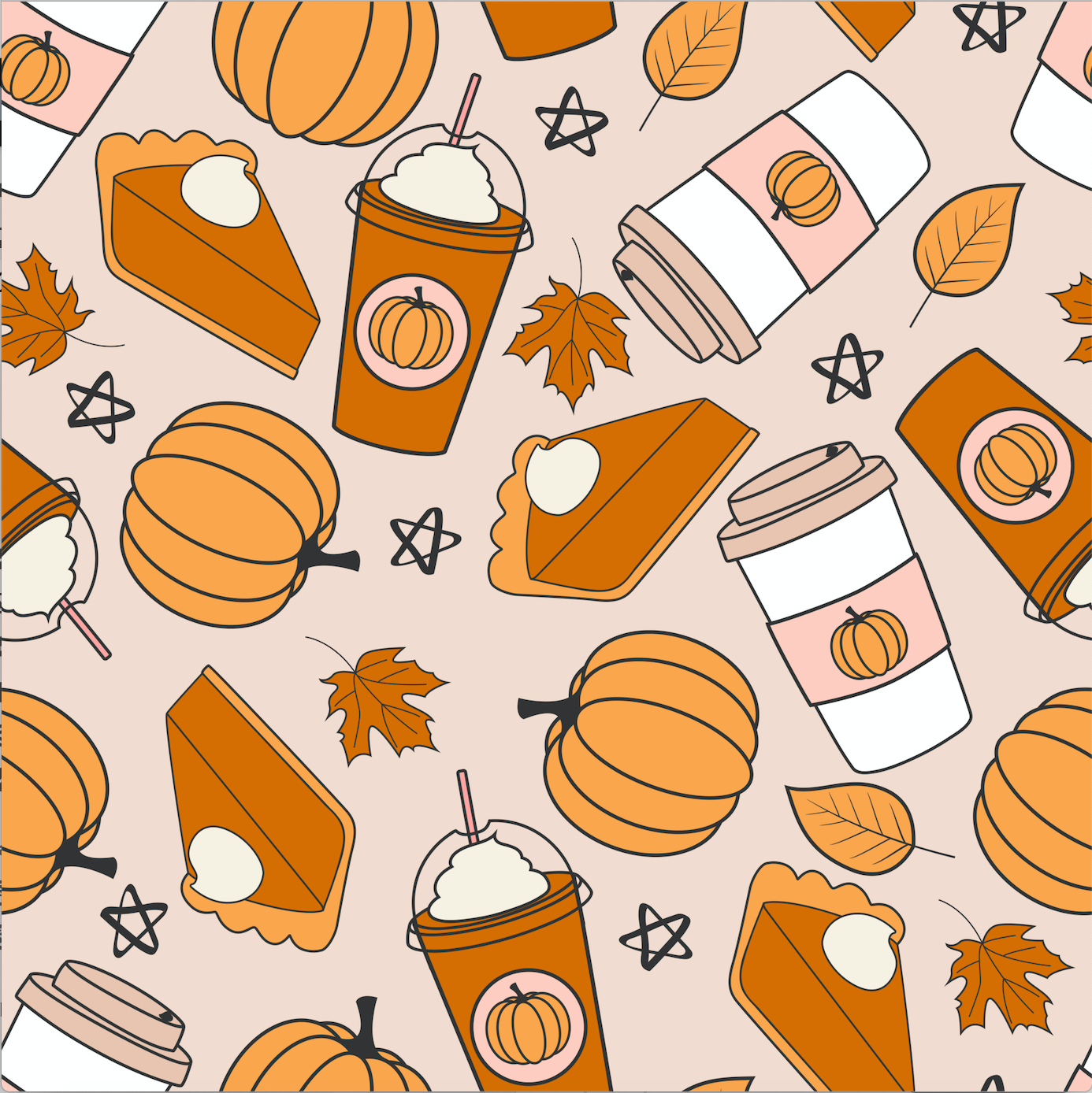 Pumpkin Pie & Coffee 12x12 Patterned Vinyl Sheet
