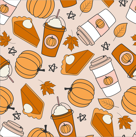 Pumpkin Pie & Coffee 12x12 Patterned Vinyl Sheet