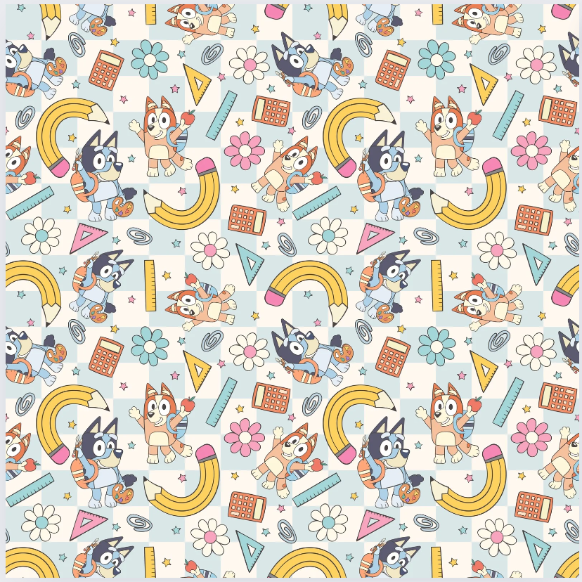 Blue Back to School 12x12 Patterned Vinyl Sheet