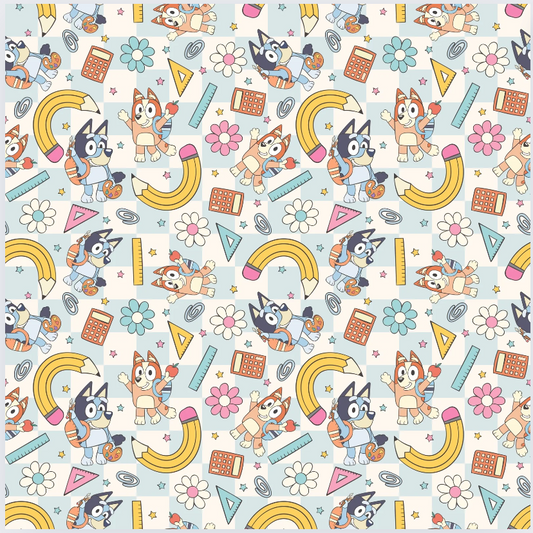 Blue Back to School 12x12 Patterned Vinyl Sheet