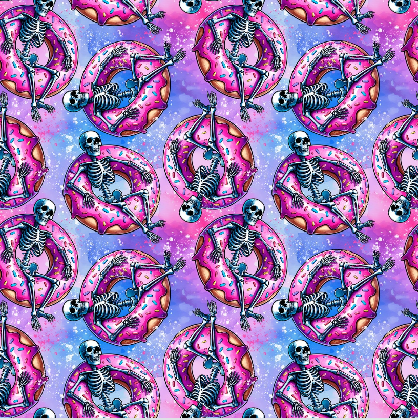 Skeleton on Donut Pool Float  12x12 Patterned Vinyl Sheet