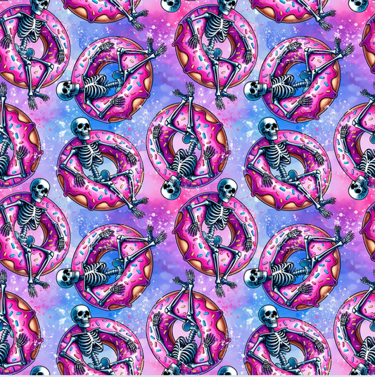 Skeleton on Donut Pool Float  12x12 Patterned Vinyl Sheet