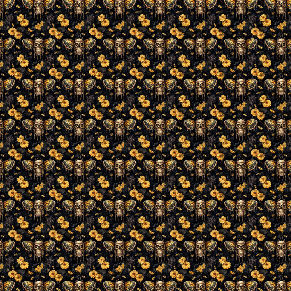 Floral Skull Moths 12x12 Patterned Vinyl Sheet