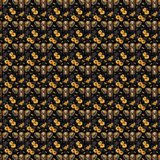Floral Skull Moths 12x12 Patterned Vinyl Sheet