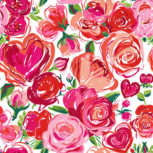 Floral Hearts 12x12 Patterned Vinyl Sheet