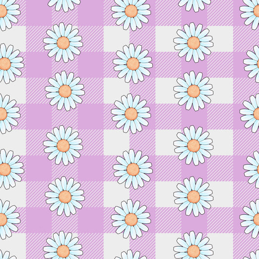 Daisies on Plaid 12x12 Patterned Vinyl Sheet