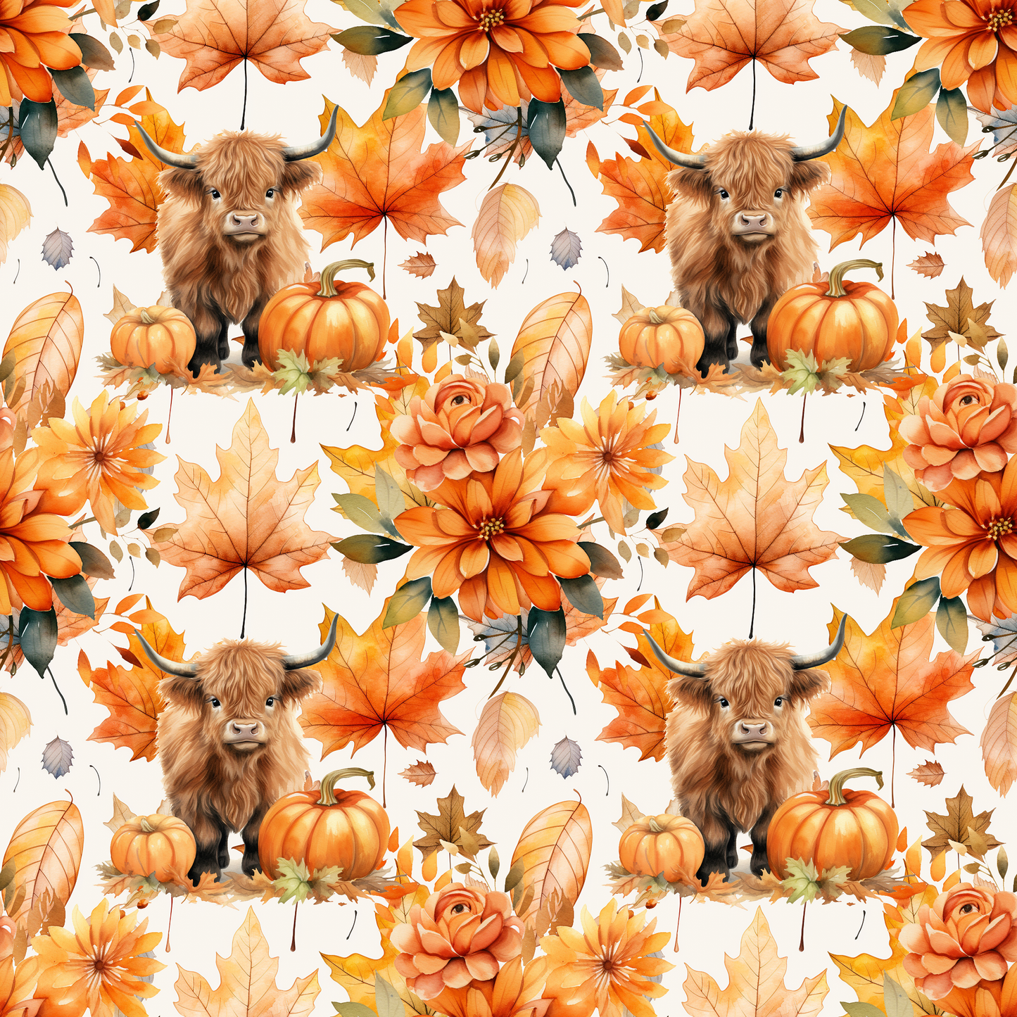 Autumn Highland Cow 12x12 Patterned Vinyl Sheet