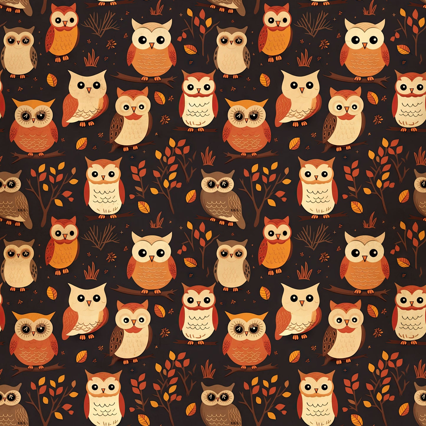 Autumn Owls 12x12 Patterned Vinyl Sheet