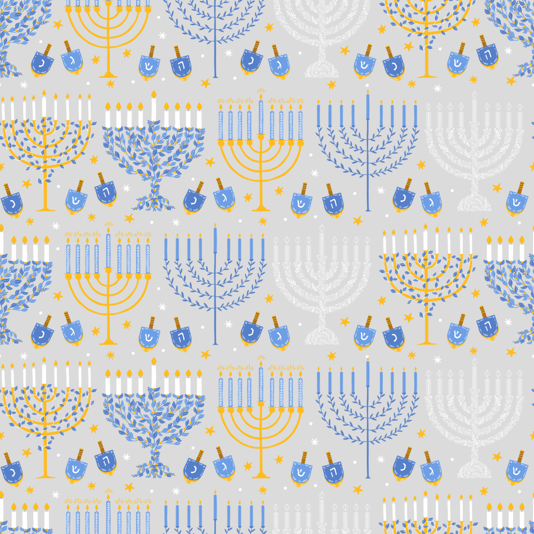 Menorahs & Dreidels 12x12 Patterned Vinyl Sheet