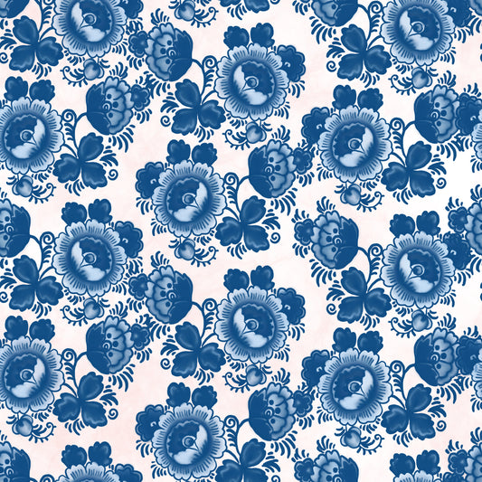 Blue China Pattern 12x12 Patterned Vinyl Sheet