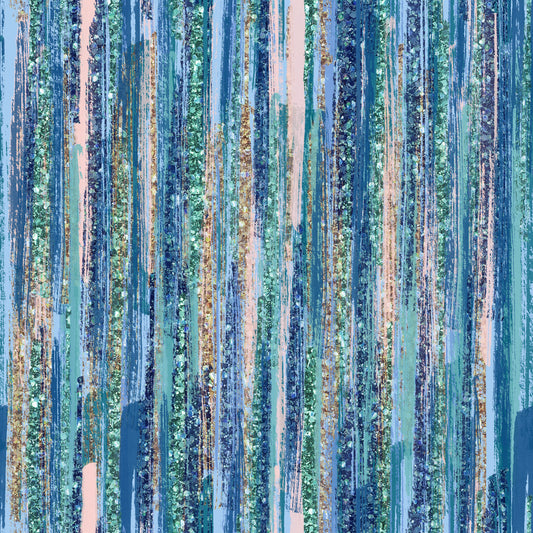 Blue Faux Glitter Brush Strokes 12x12 Patterned Vinyl Sheet