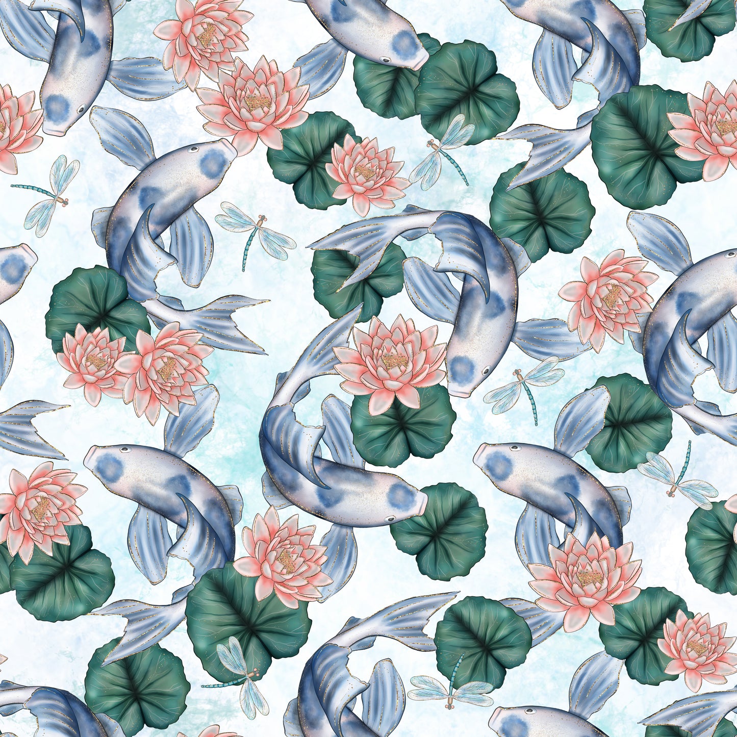 Blue Koi Fish 12x12 Patterned Vinyl Sheet