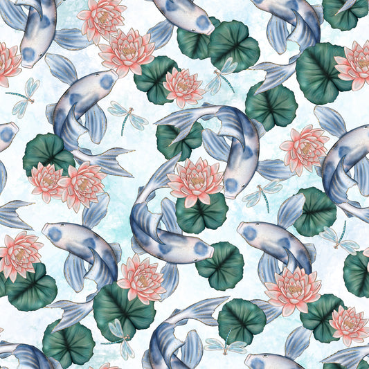 Blue Koi Fish 12x12 Patterned Vinyl Sheet