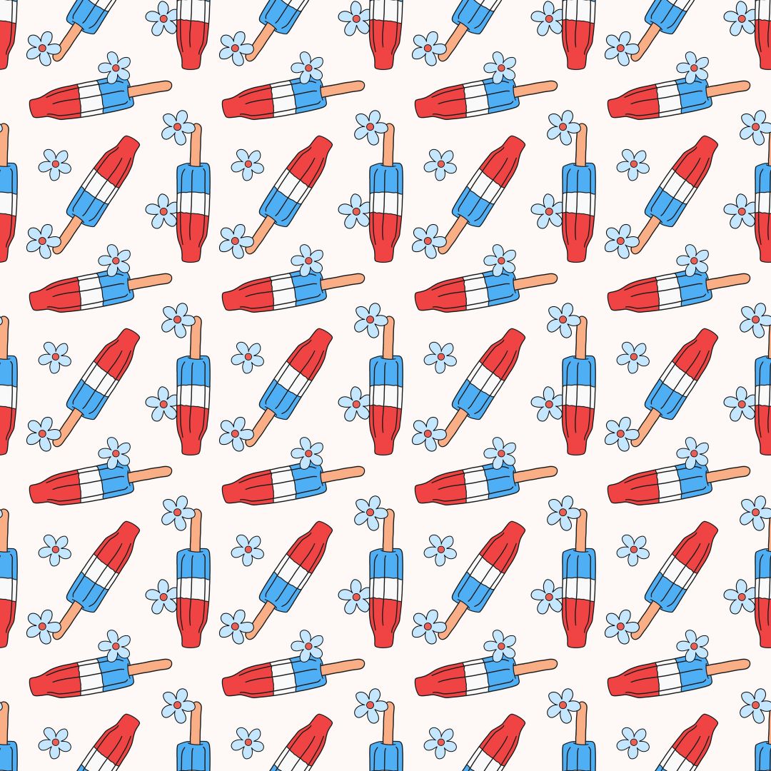 Bomb Pops & Flowers 12x12 Patterned Vinyl Sheet
