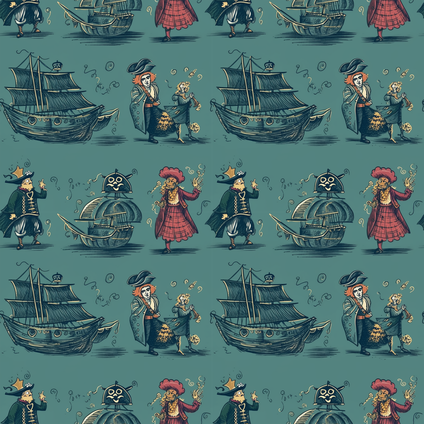Caribbean Pirates 12x12 Patterned Vinyl Sheet