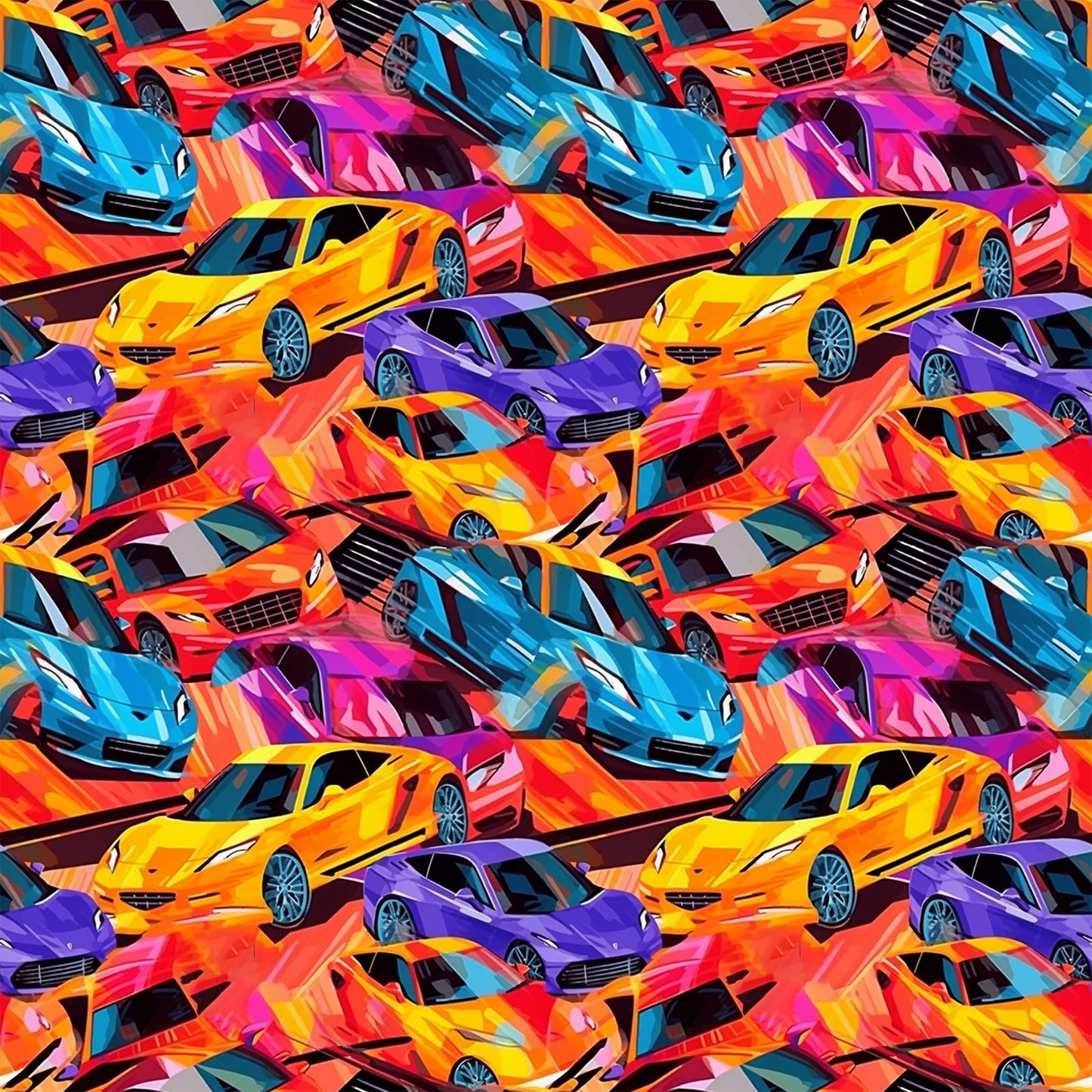 Colorful Supercars 12x12 Patterned Vinyl Sheet