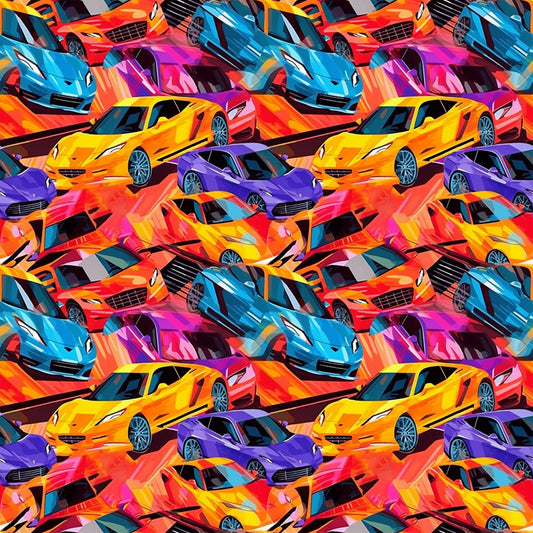 Colorful Supercars 12x12 Patterned Vinyl Sheet