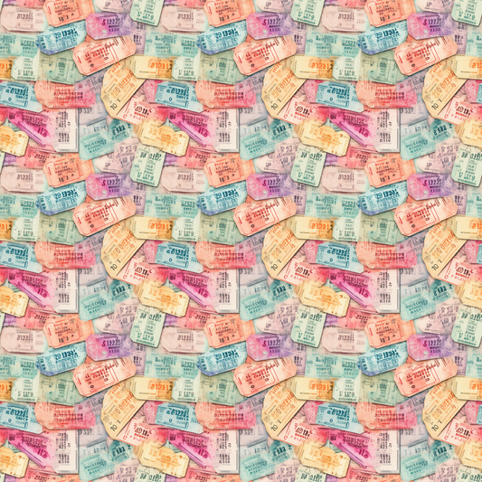 Colorful Tickets 12x12 Patterned Vinyl Sheet