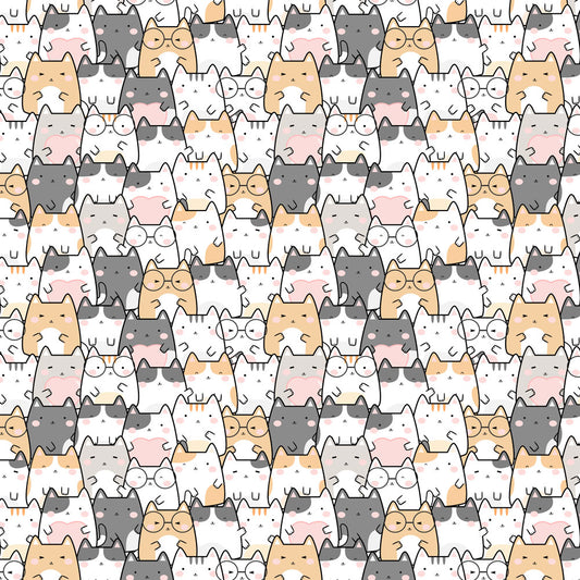 Lots of Kitty Cats 12x12 Patterned Vinyl Sheet