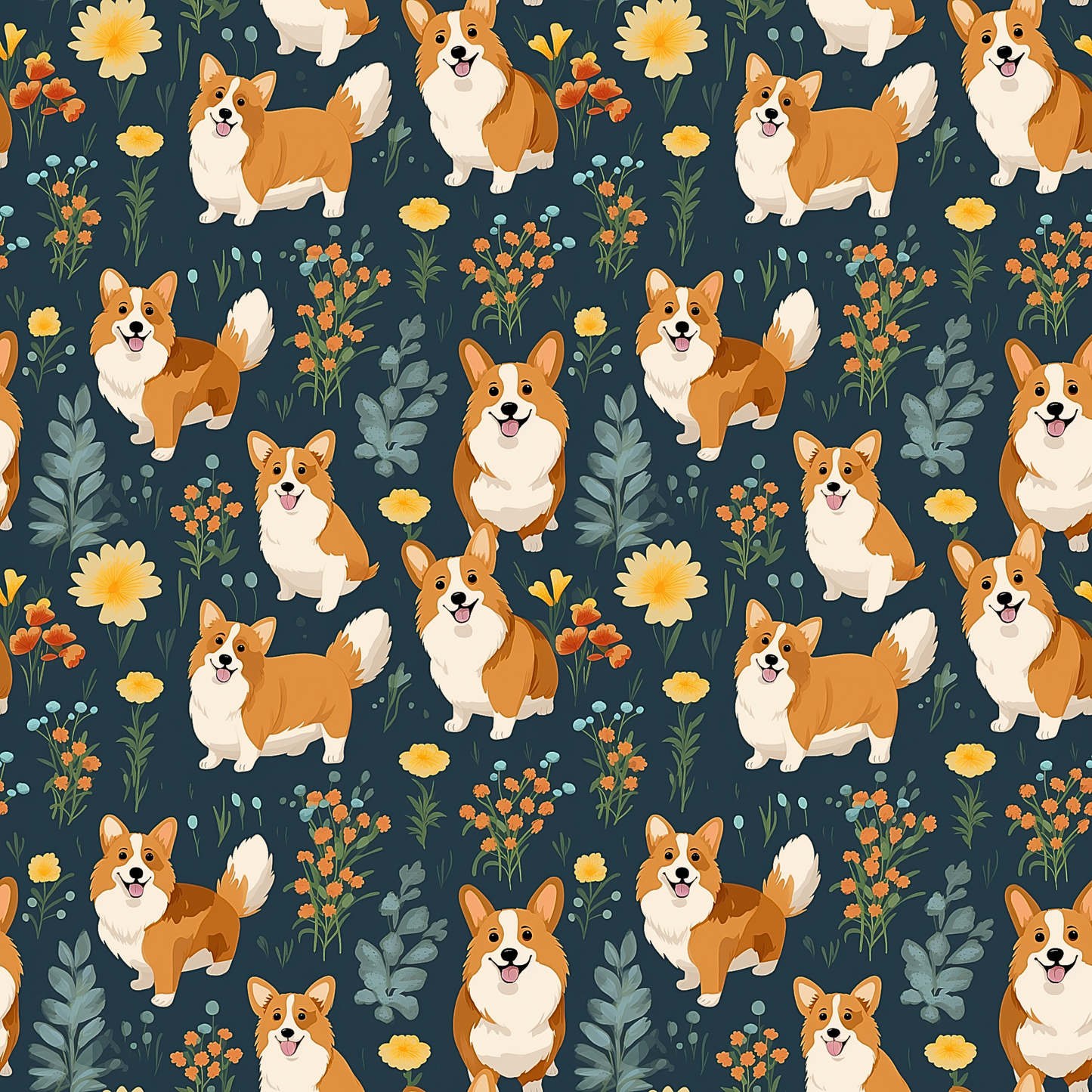 Cute Corgis 12x12 Patterned Vinyl Sheet