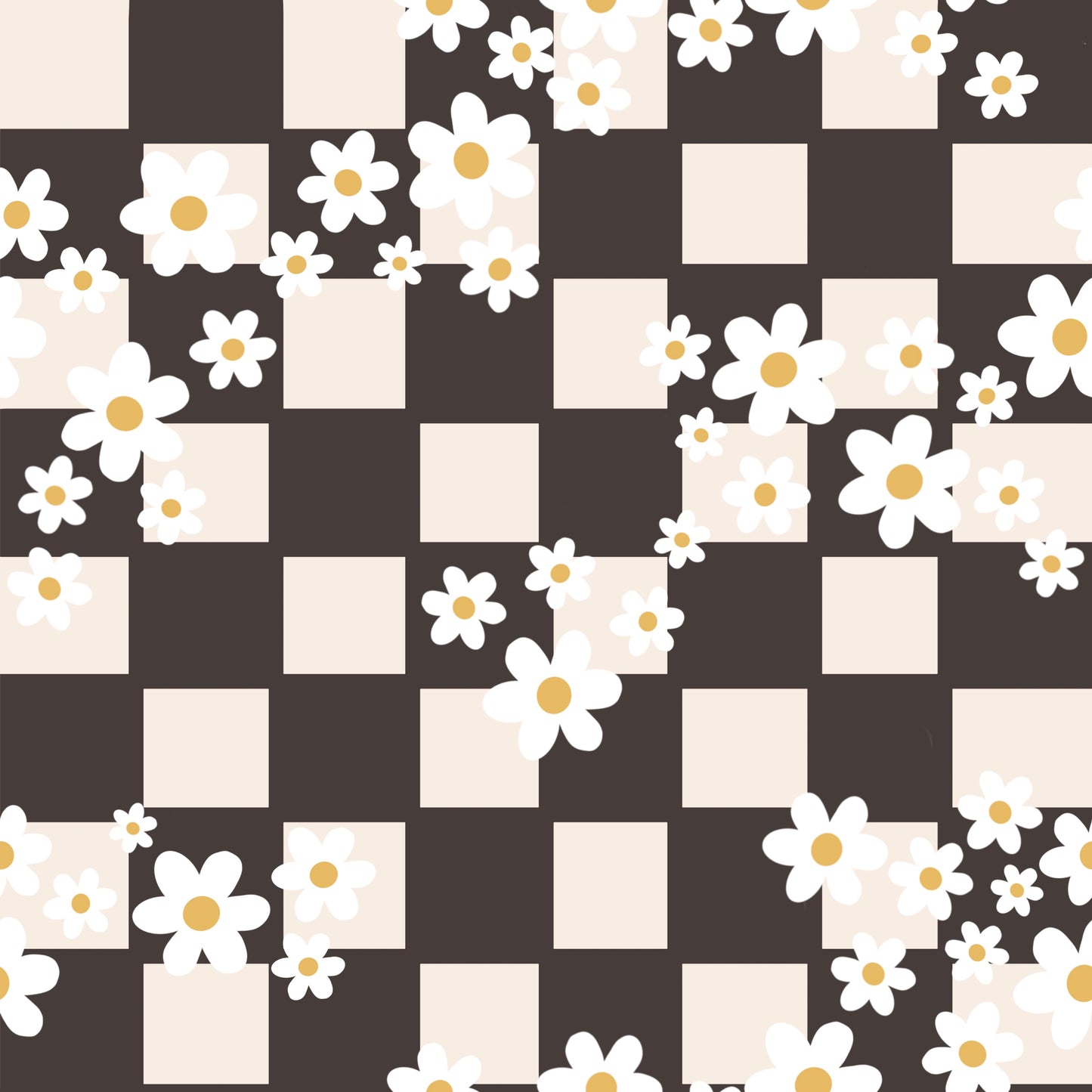 Daisies on Checkerboard 12x12 Patterned Vinyl Sheet