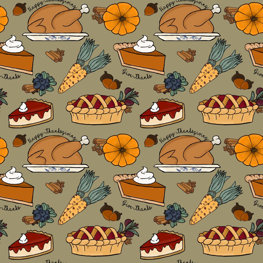 Thanksgiving Dinner 12x12 Patterned Vinyl Sheet