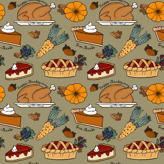 Thanksgiving Dinner 12x12 Patterned Vinyl Sheet