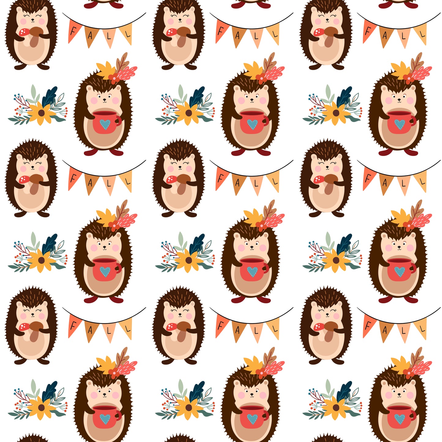Fall Hedgehogs 12x12 Patterned Vinyl Sheet