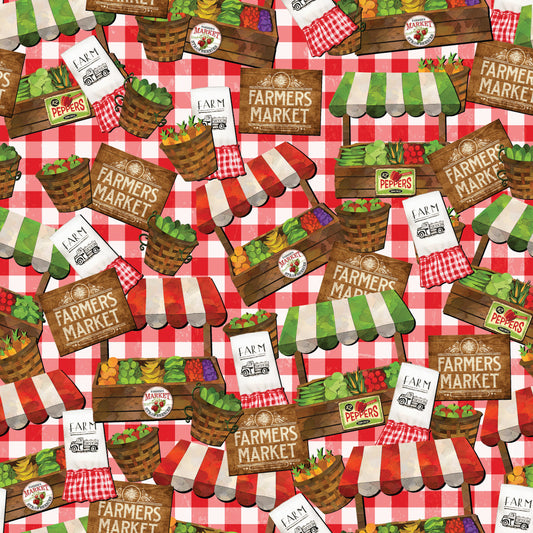 Farmer's Market Stands 12x12 Patterned Vinyl Sheet