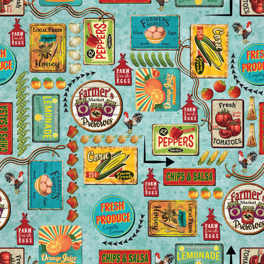 Farmer's Market Signs 12x12 Patterned Vinyl Sheet