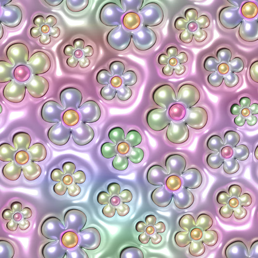 Faux Puffy Groovy Flowers 12x12 Patterned Vinyl Sheet