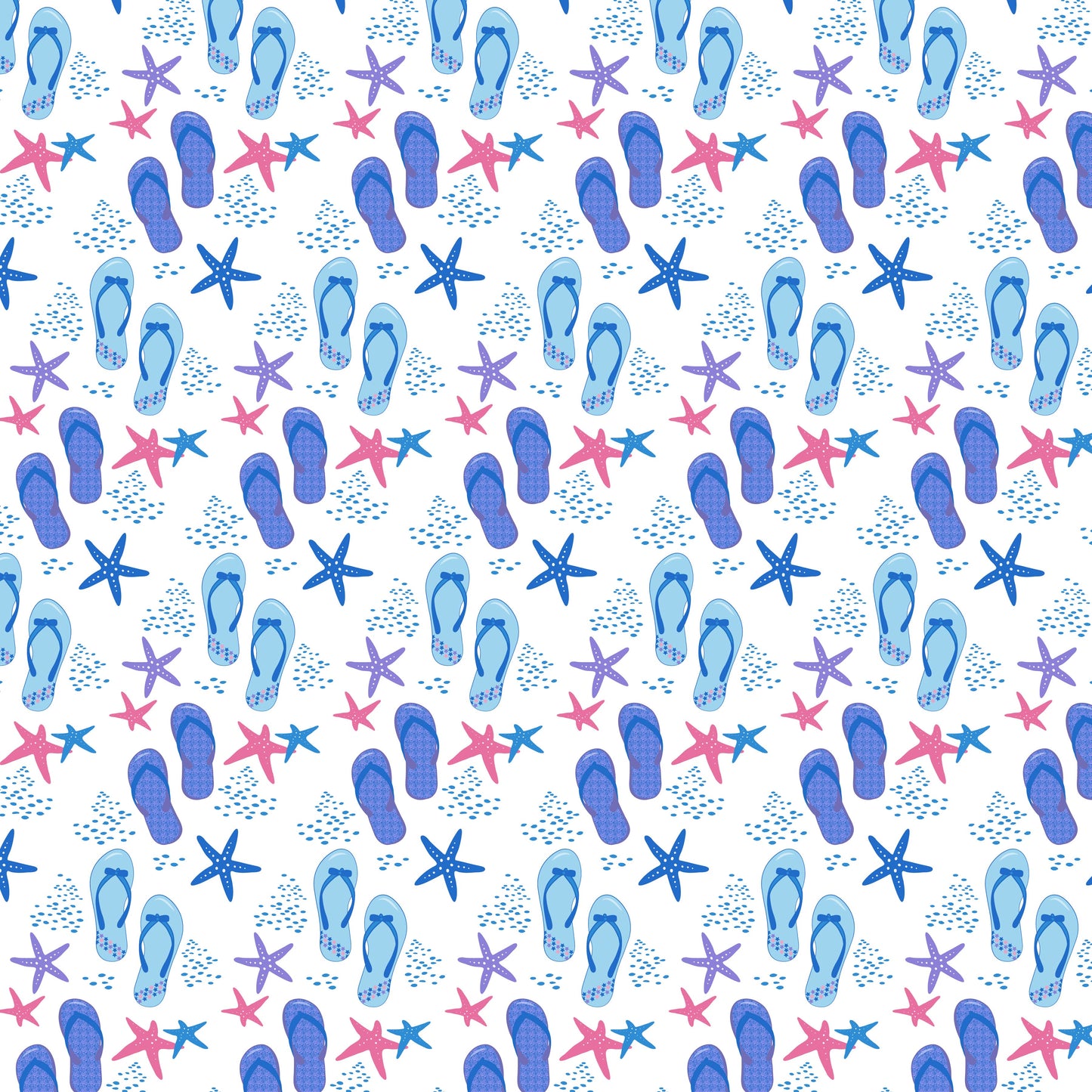 Flip Flops & Starfish 12x12 Patterned Vinyl Sheet