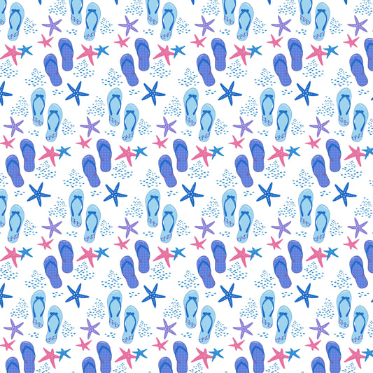 Flip Flops & Starfish 12x12 Patterned Vinyl Sheet