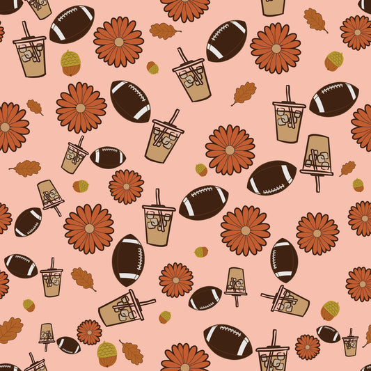 Football & Iced Coffee 12x12 Patterned Vinyl Sheet