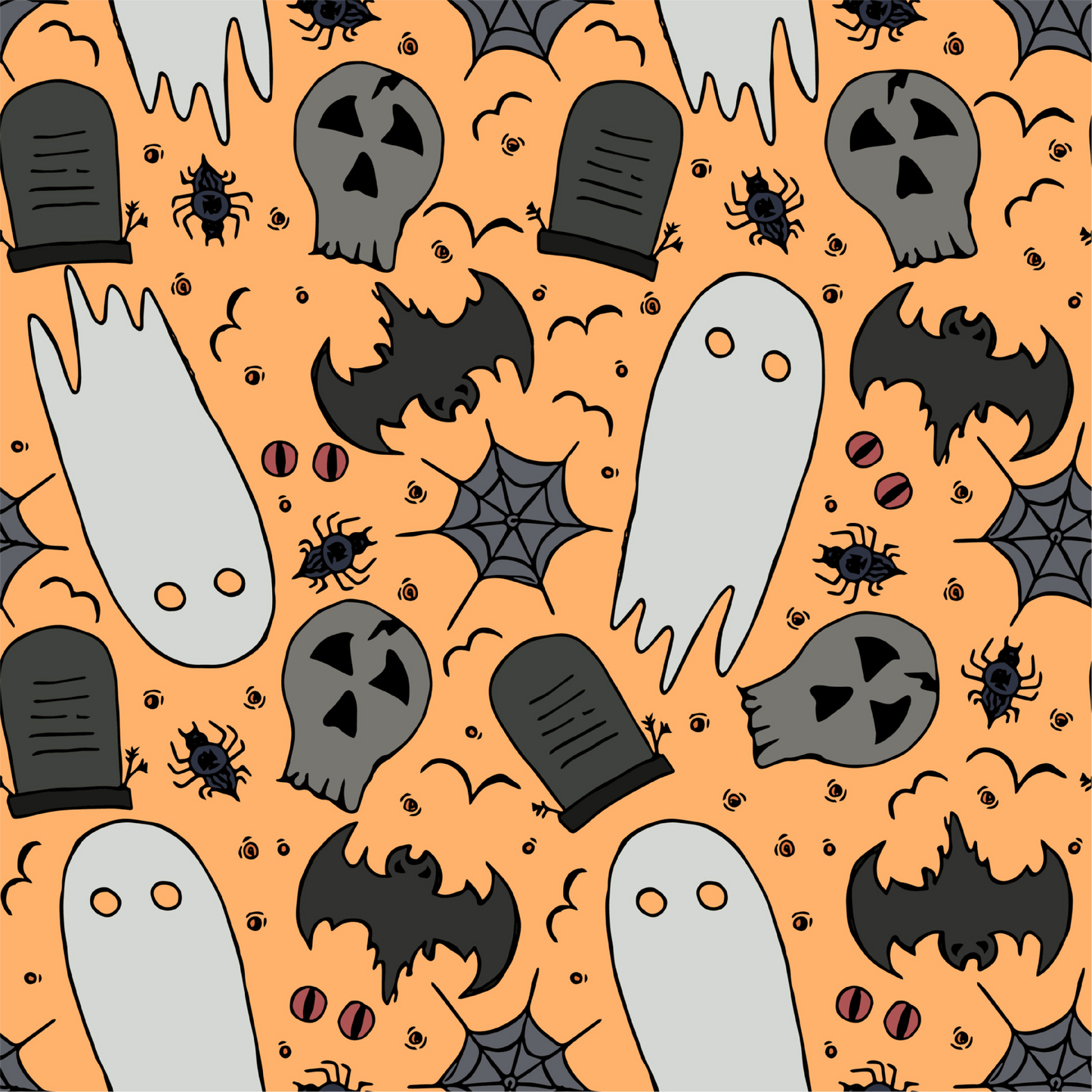 Ghosts, Skulls & Gravestones 12x12 Patterned Vinyl Sheet